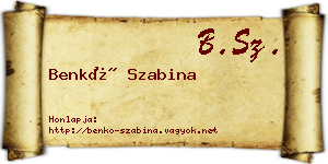 Benkő Szabina névjegykártya