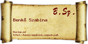 Benkő Szabina névjegykártya